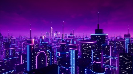 metaverse city and cyberpunk concept, 3d render