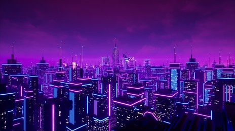 metaverse city and cyberpunk concept, 3d render