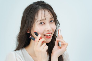 young woman with make-up and lipstick