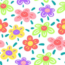 bright decorative pattern with funny flowers