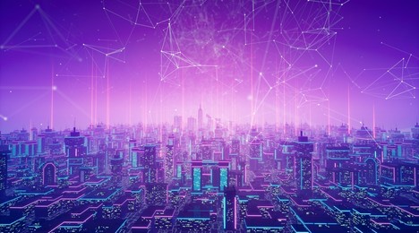 metaverse city concept, 3d render