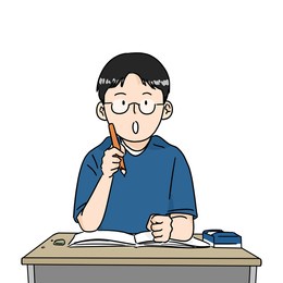 a boy who realized something while studying.