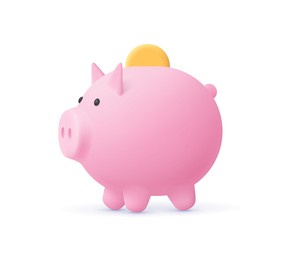 piggy bank with coin. money saving, banking, finance, economy, investment concept. 3d vector icon. cartoon minimal style.