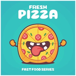 pizza cartoon. fast food vector illustration. with a funny expression