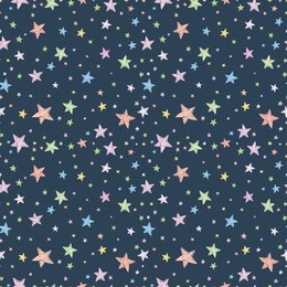 seamless pattern with night sky and colorful hand drawn doodle stars. vector tiling background.
