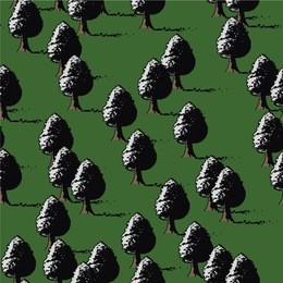 abstract forest trees seamless pattern.