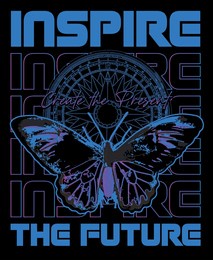 inspire the future vector design with butterfly for apparel and poster 