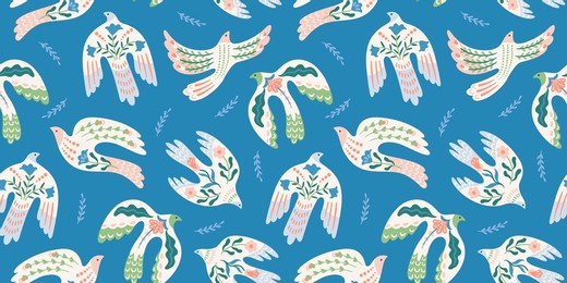 doves of peace. vector seamless pattern. background for paper, packaging, wallpaper, fabric and other surfaces
