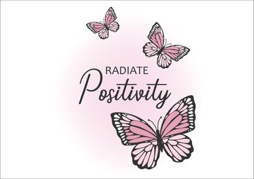 radiate positivity hand drawn design vector 