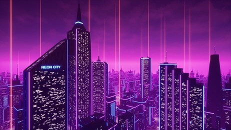 metaverse city and cyberpunk concept. 3d render