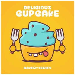 cup cake cartoon. bakery series vector illustration. with a funny expression