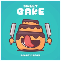 cake cartoon. bakery series vector illustration. with a funny expression