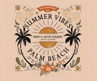 summer vibes tropical graphic print design for t shirt, poster, apparel, fashion, sweatshirt and others. 