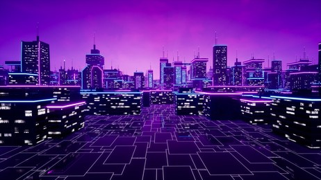 metaverse city and cyberpunk concept. 3d render
