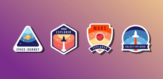 outer space exploration badges collection vector arwork 