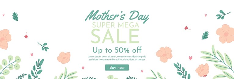 mother day mega sale horizontal banner vector flat design