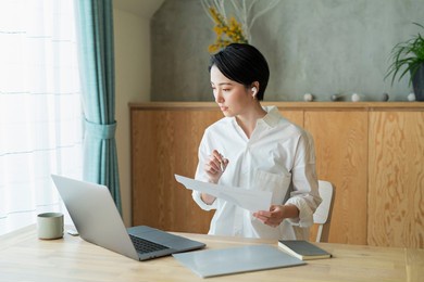 young woman in online meeting