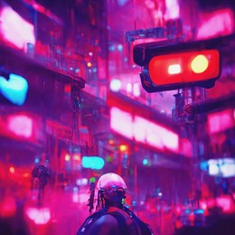 cyberpunk city street with glowing neon lights. futuristic slums. urban future wallpaper. futuristic concept. night cityscape. 3d illustration.