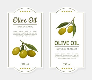olive oil natural product labels set. premium quality product packaging design