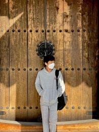 impromptu photo taken in front of an old korean architecture.