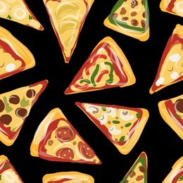pieces of pizza, seamless pattern for your design