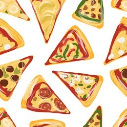 pieces of pizza, seamless pattern for your design