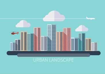 flat design urban landscape illustration