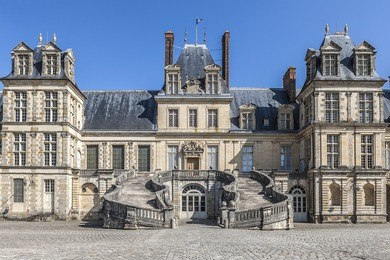 beautiful medieval landmark - royal hunting castle fontainbleau. palace of fontainebleau - one of largest royal chateaux in france (55 km from paris), unesco world heritage site.