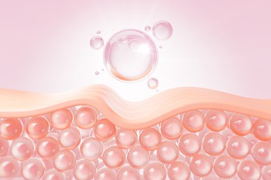 cosmetic serum oil drop on saggy skin cell, skin repair, moisturizer, collagen serum, advertising background ready to use, 3d rendering