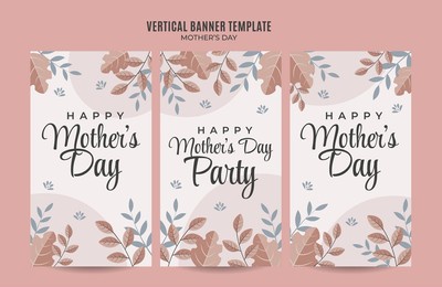 happy mother's day retro web banner for social media vertical poster, banner, space area and background