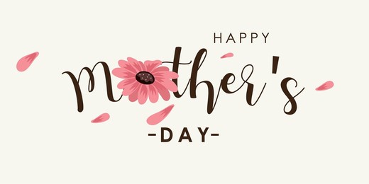 happy mother's day. calligraphy poster with flower for mother's day or sale shopping special offer banner. best mom ever greeting card, background vector.