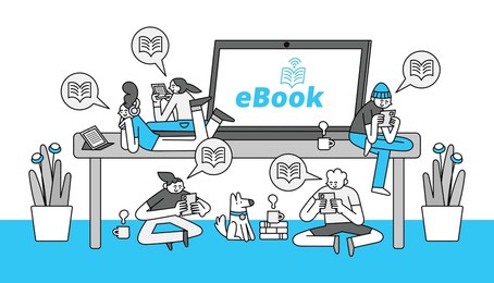 ebook club hand drawn character illustration