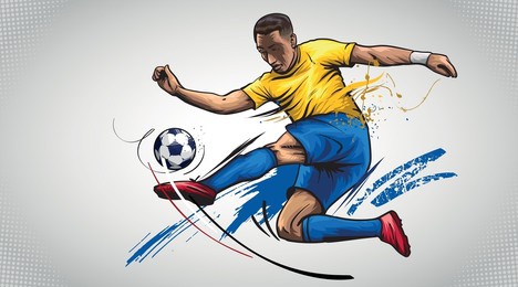 soccer player kicking ball vector. football player vector illustration