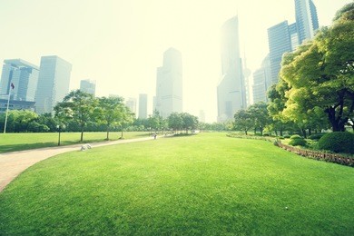 park in  lujiazui financial centre, shanghai, china