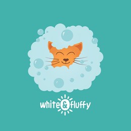 cat take bath in tub with shampoo bubbles. cartoon vector
