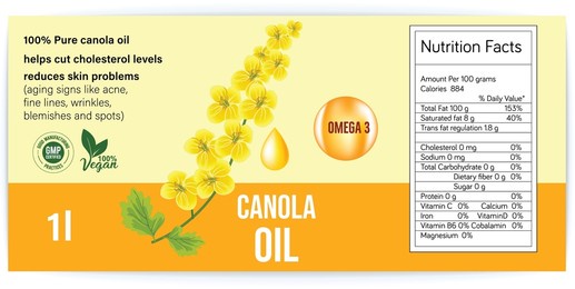 canola oil packaging label design vector illustration 