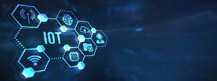 internet of things - iot concept. businessman offer iot products and solutions. internet, business, technology and network concept. 3d illustration.