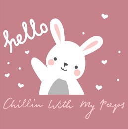 cute bunny rabbit cartoon doodle vector slogan tshirt print design
