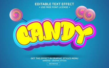 candy 3d editable text effect template