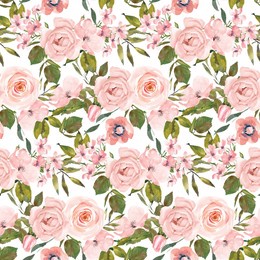 watercolor blush rose seamless pattern