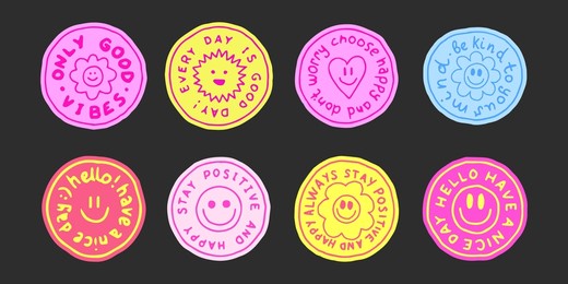 set of cool trendy hand drawn stickers vector design. 