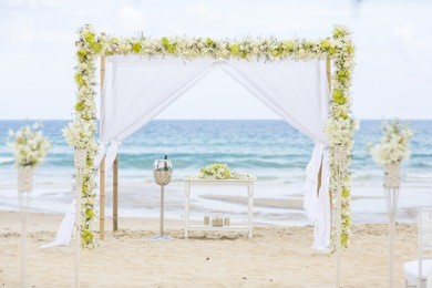 wedding setting on the beach