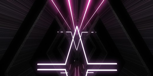 3d abstract background with neon lights. neon tunnel  .space construction . .3d illustration