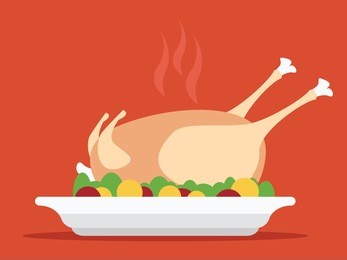 roasted turkey vector illustration for thanksgiving