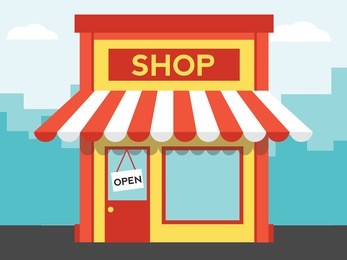 vector shop or market, illustration background 