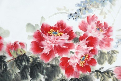 peony flower,traditional chinese ink and wash painting. 