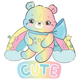 cute teddy bear kids print vector illustration 