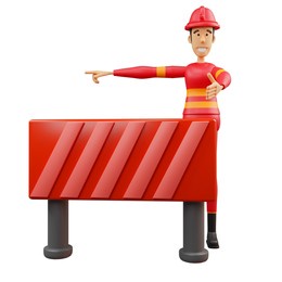 3d icon character firefighter construction website