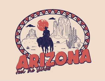 arizona desert cowboy typography vector design for print 