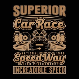car race t-shirt design, vector, illustration, artwork t-shirt template
